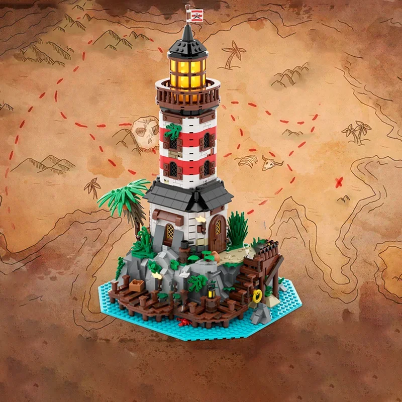 ตัวต่อ Moc Empire Lighthouse 1144 ชิ้น ชุดสร้างบ้านซ่อนเร้นโจรสลัด DIY ของเล่นเสริมสร้างความคิดสร้างสรรค์ ชุดตัวต่อแบบจำลอง ของขวัญวันเกิด สำหรับตั้งโชว์