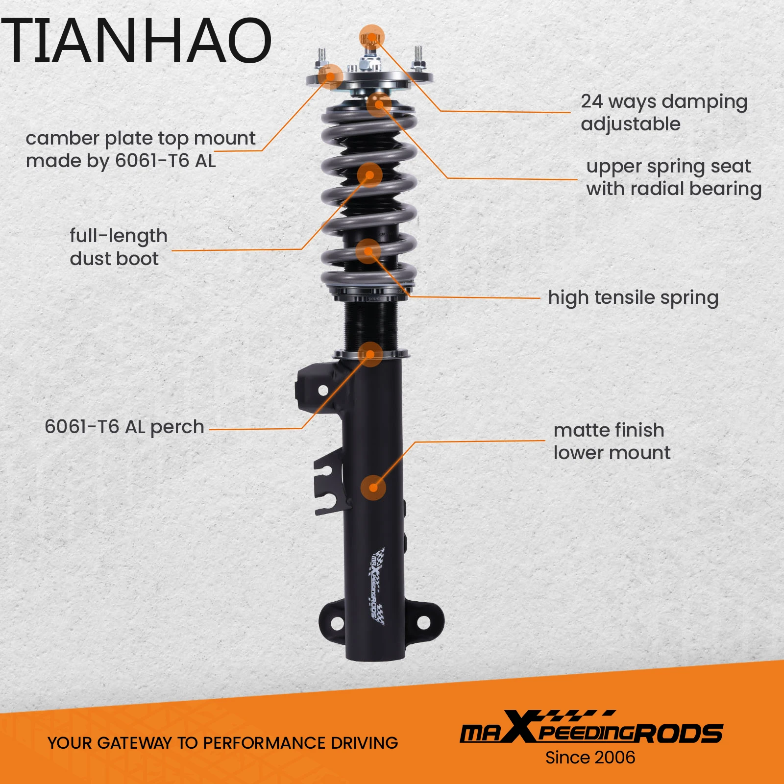 24-Way Adjustable Coilover Suspension Struts for BMW 3s E36