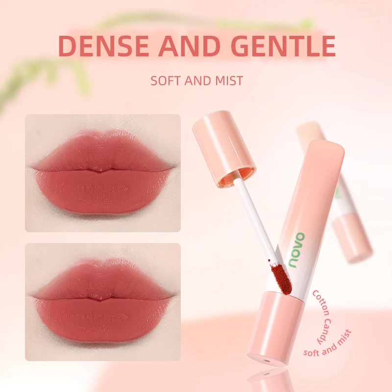 NOVO Soft Pink Mist Cotton Candy Lip Cream Soft Milk Mist Matte Lip Gloss Delicate Student Daily Versatile Lip Gloss