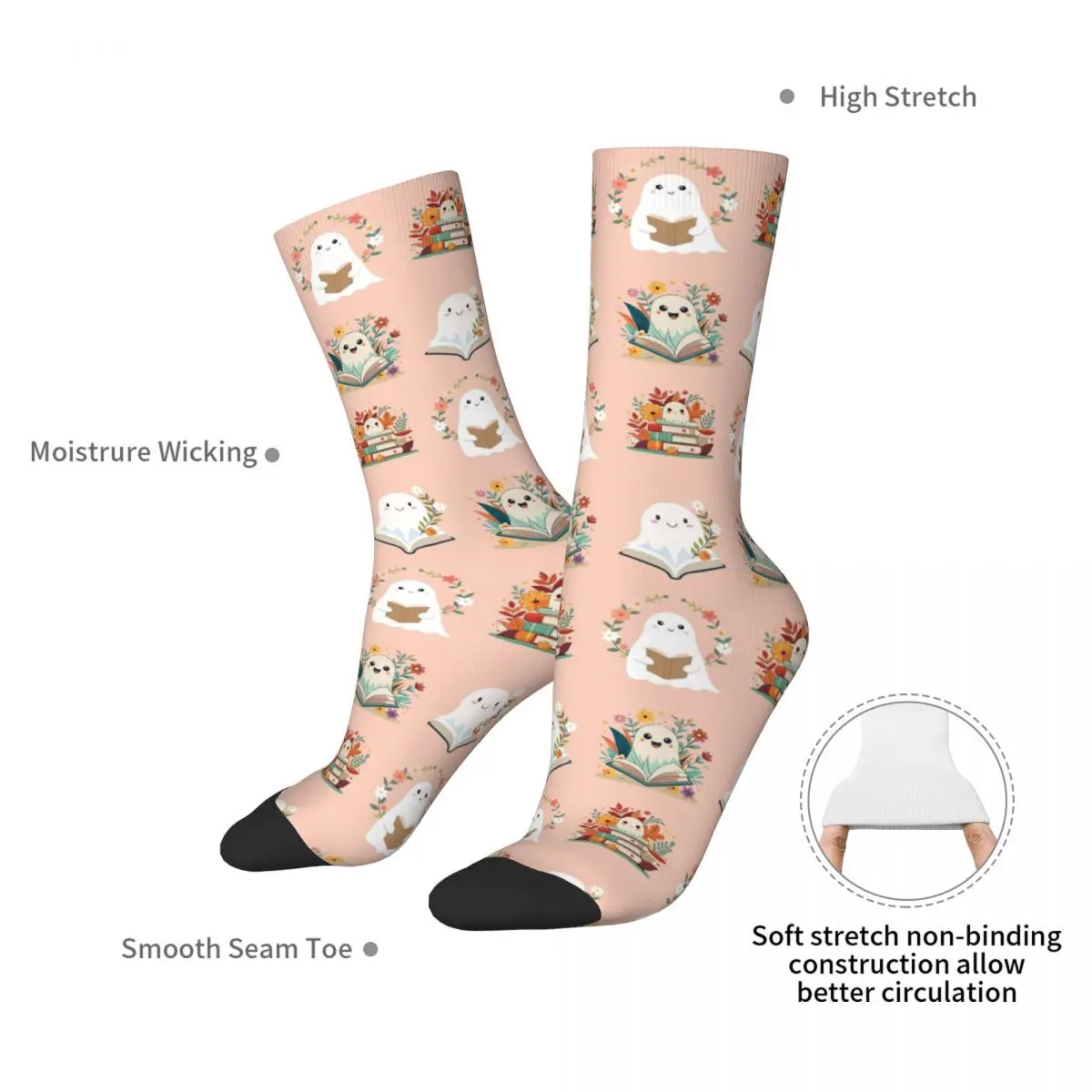 Cute Halloween Ghosts Socks Harajuku Sweat Absorbing Stockings All Season Long Socks Accessories for Man Woman's Christmas Gifts