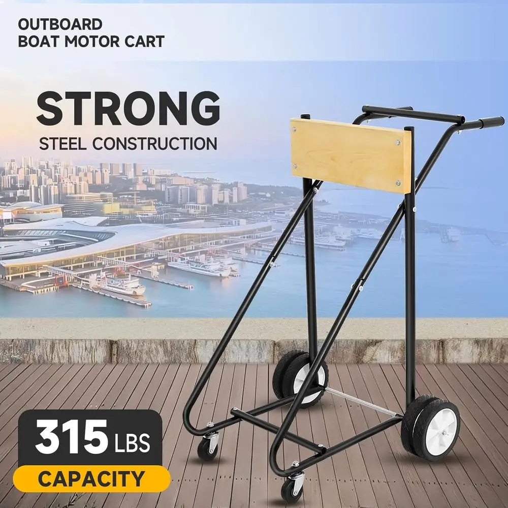 315 lbs Capacity Outboard Motor Stand with 4 Rubber Wheels for Repair, Maintenance, Transport, and Storage (Yellow)