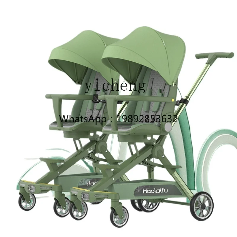 ZZ Twin Poussette bébé légère pliable assise et couchée Double Twin détachable