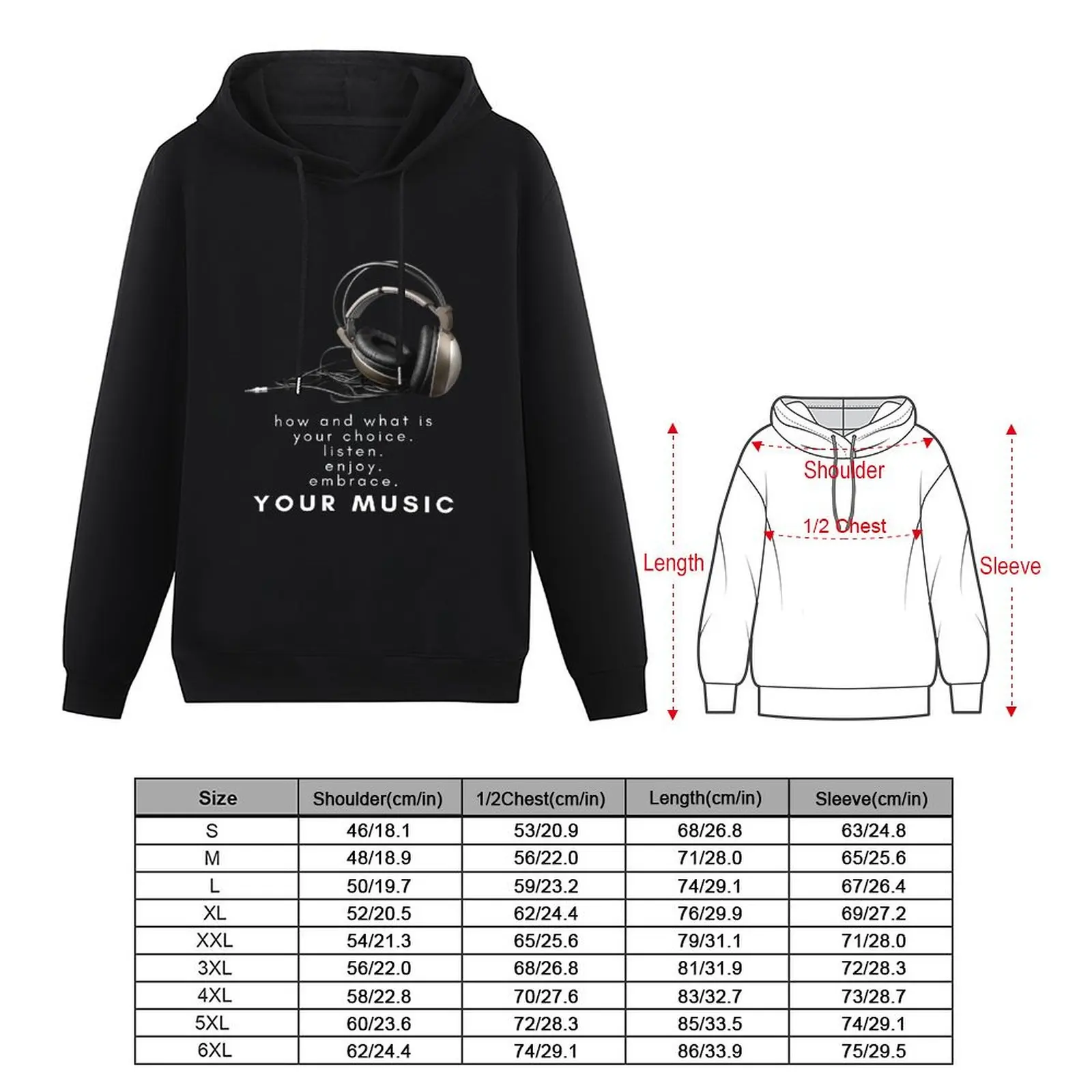 Listen Enjoy Embrace Your Music White Text Pullover Hoodie korean autumn clothes hooded shirt new in hoodies