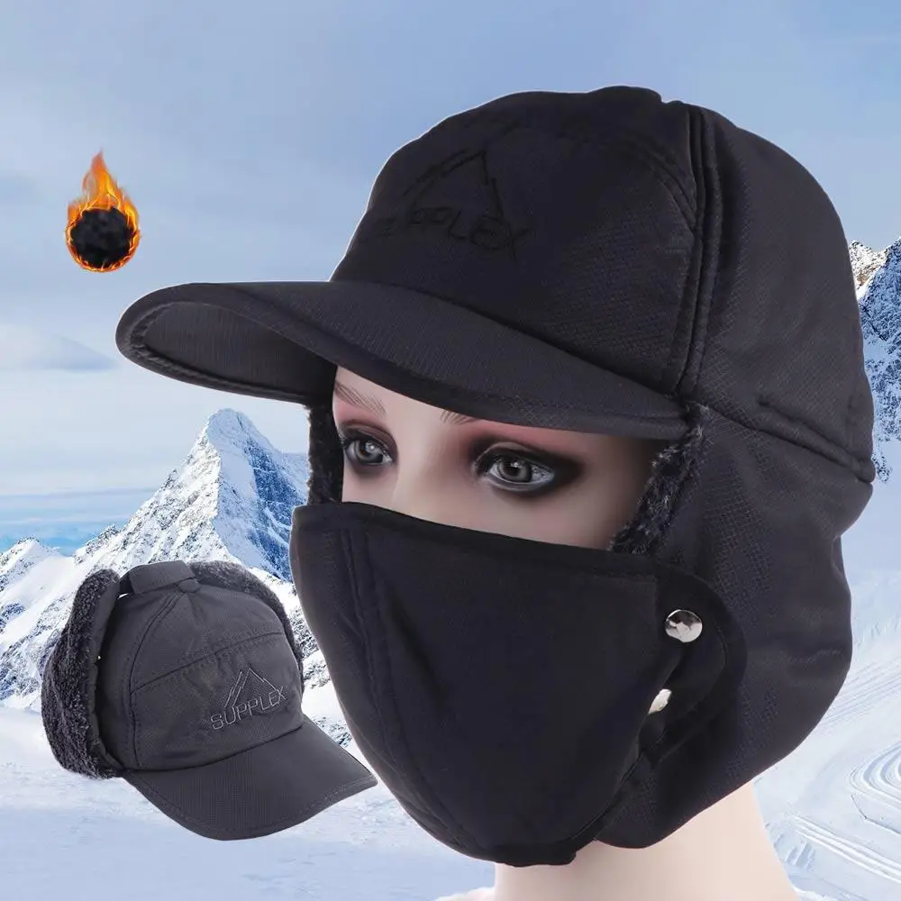 

Acrylic Fibers Windproof Ear Protection Pilot Hat Ear Protection Windproof Men's Stylish Warm Ear Protection Caps Thickened Warm