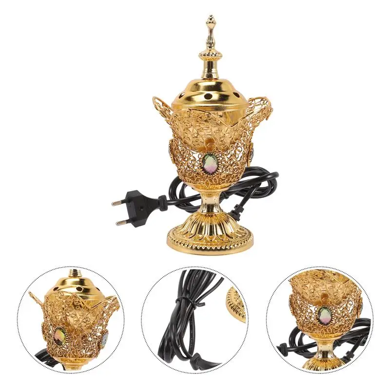 Middle East Church Electric Censer Metal Incense Burner Vintage Incense Burner Vintage Incense Burner Vintage Sandal (EU Plug)