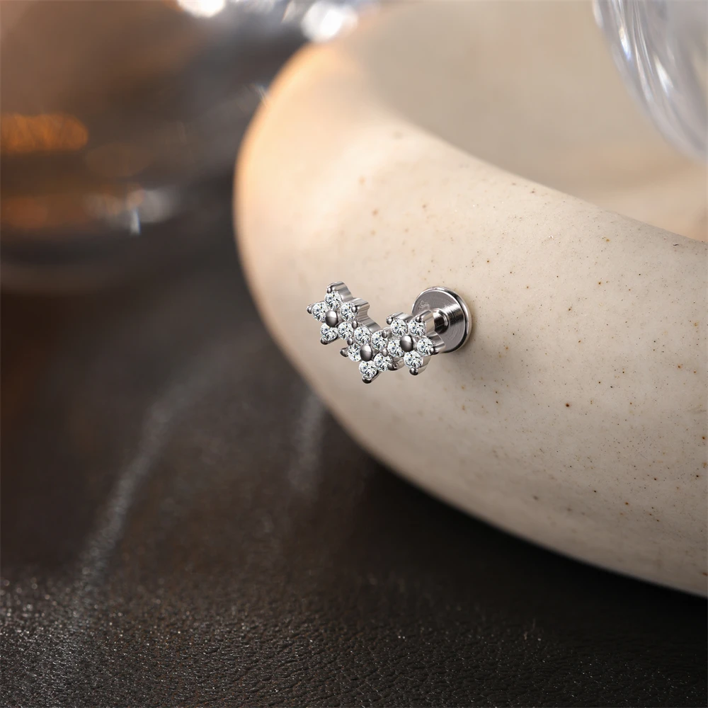 ROXI Moissanit 925 Sterling Silber Geometrischer Quasten-Ohrstecker für Damen, flacher Rücken, Helix-Blumenanhänger, edler Schmuck – Detail 35