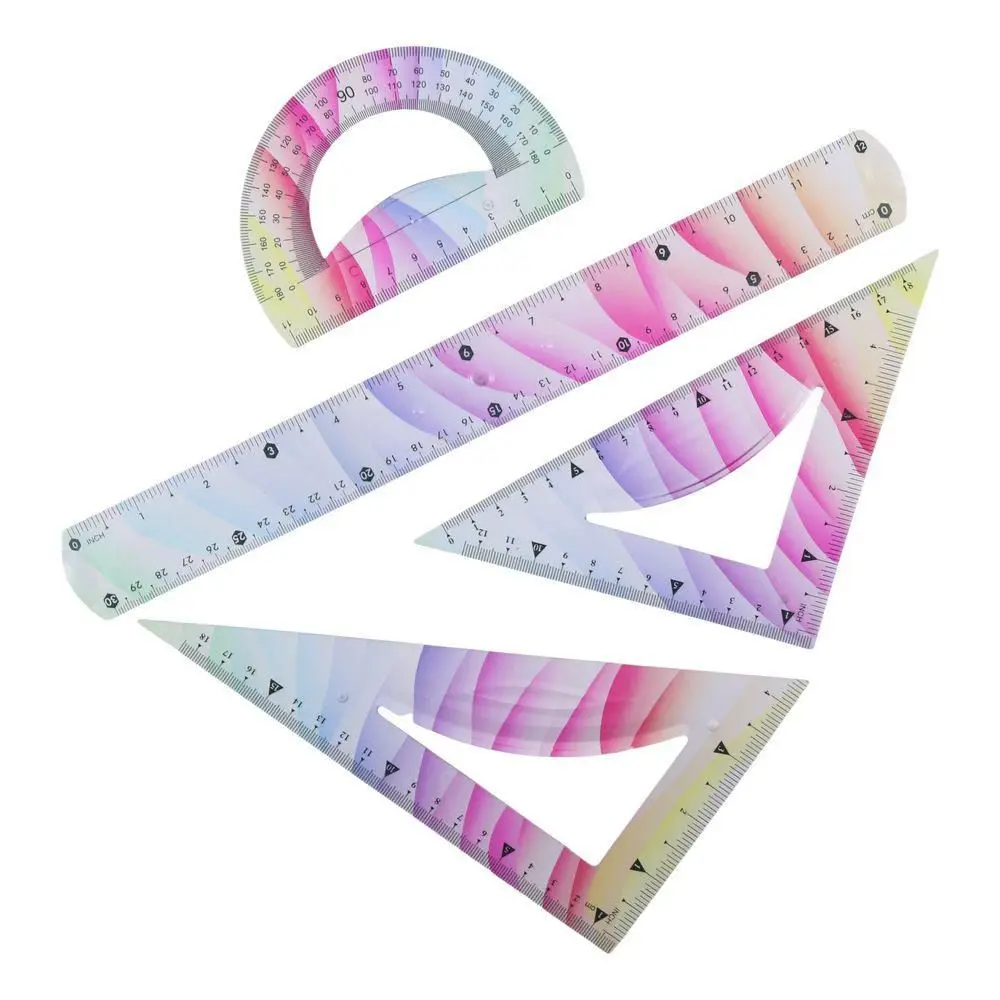 Plastic Soft Ruler Set 20/30CM Freely Bendable Straight Ruler Flexible Drawing Measuring Tools Set Square Students Use