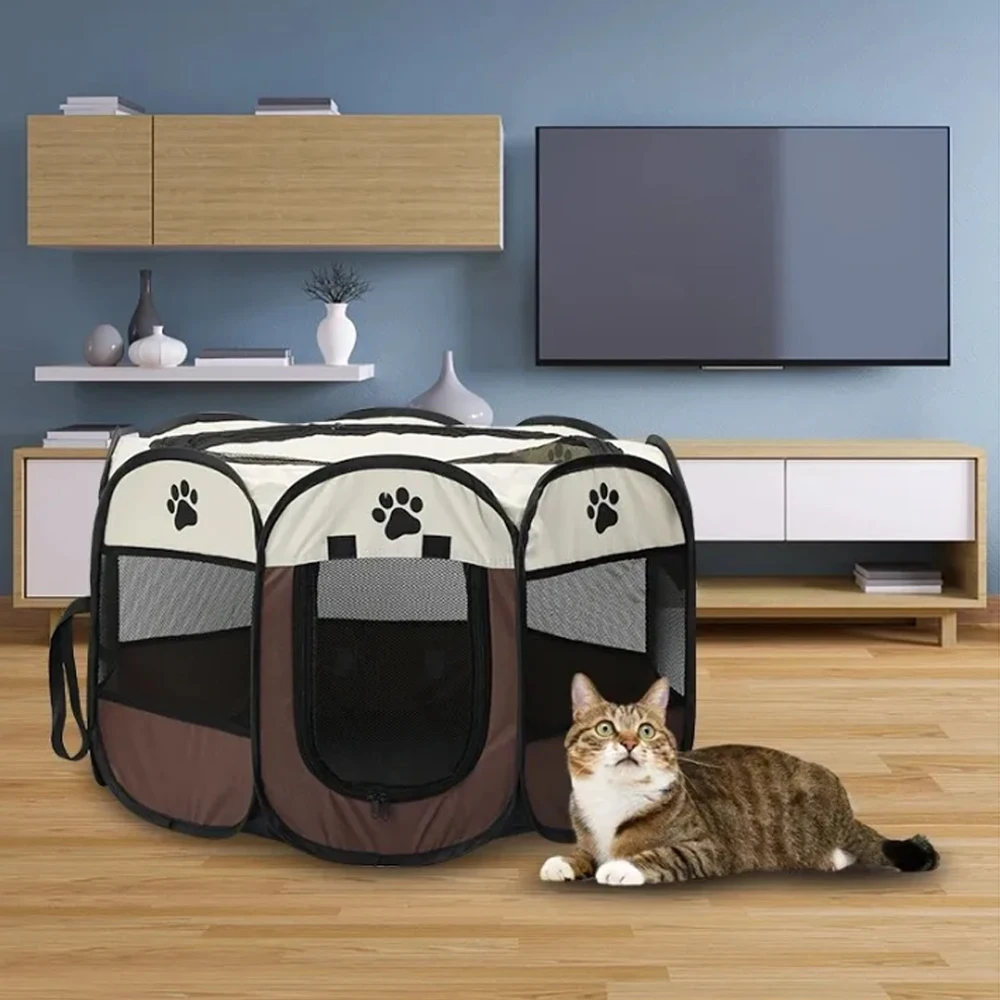 Portable Foldable Pet Tent Kennel Octagonal Fence Puppy Shelter Easy To Use Outdoor Easy Operation Cat Fences Large Dog Cages