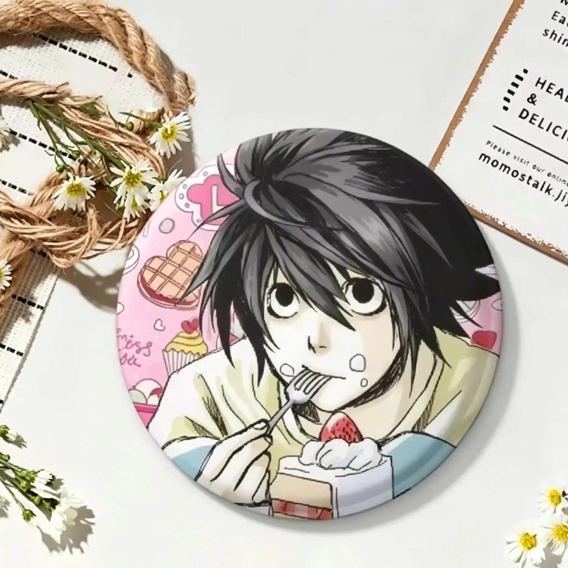 Japanese Anime Death Note Enamel Pins Handmade Round Brooches L