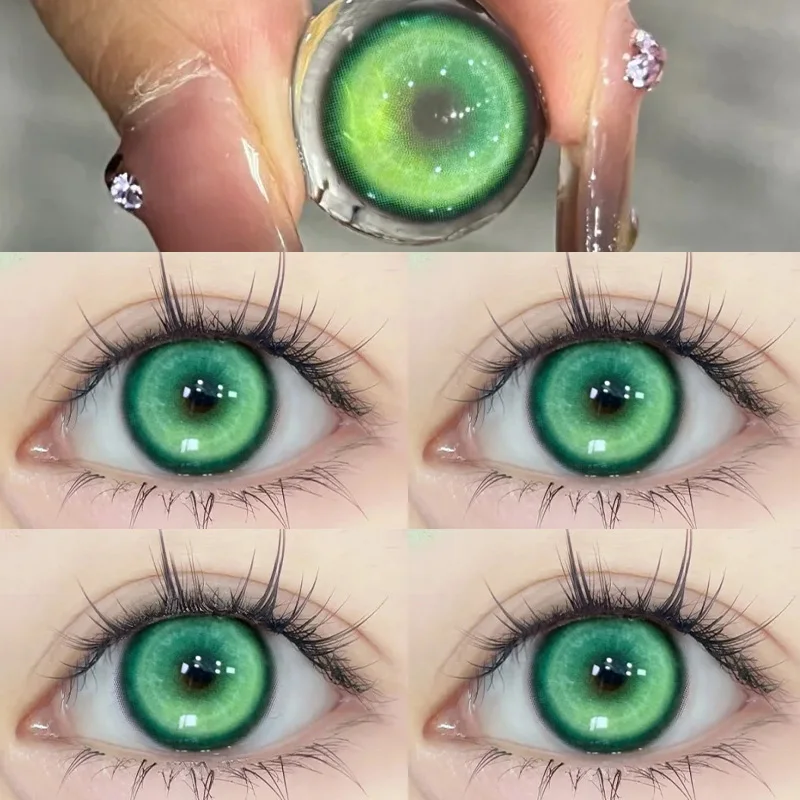 DUOXIU 2pcs New Colored Contact Lenses for Eye Anime Eye With Degree Yellow Contacts Lenses Halloween Pupils Makeup Contact Lens