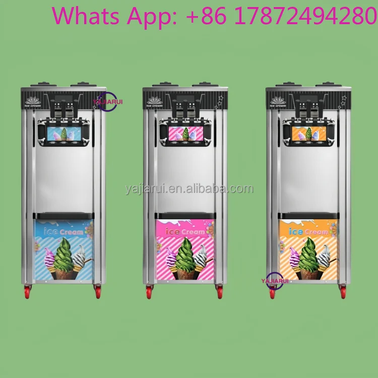 Automatic 3-Flavor Soft Serve Ice Cream Machine, Commercial Ice Cream Maker for Business & Ice Cream Truck