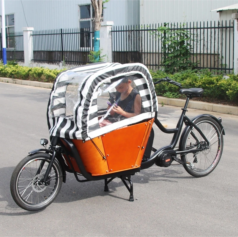 Long John Bike Street Cargo Loading Carrying Bicycle E Dutch Family Bike With Canopy 2 Wheel Cargo Bike For Sale For Kids