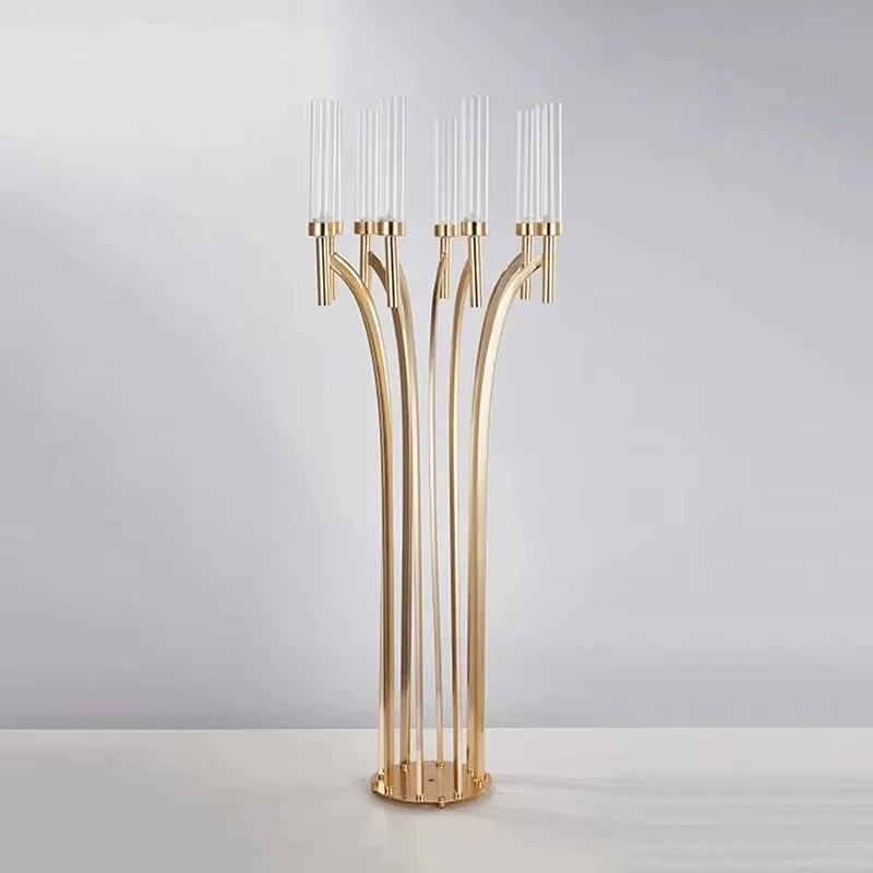 110cm Metal Candelabra with 8 Arms Acrylic Candle Holders for Wedding Table Centerpieces Home Party Flower Stand Candelab