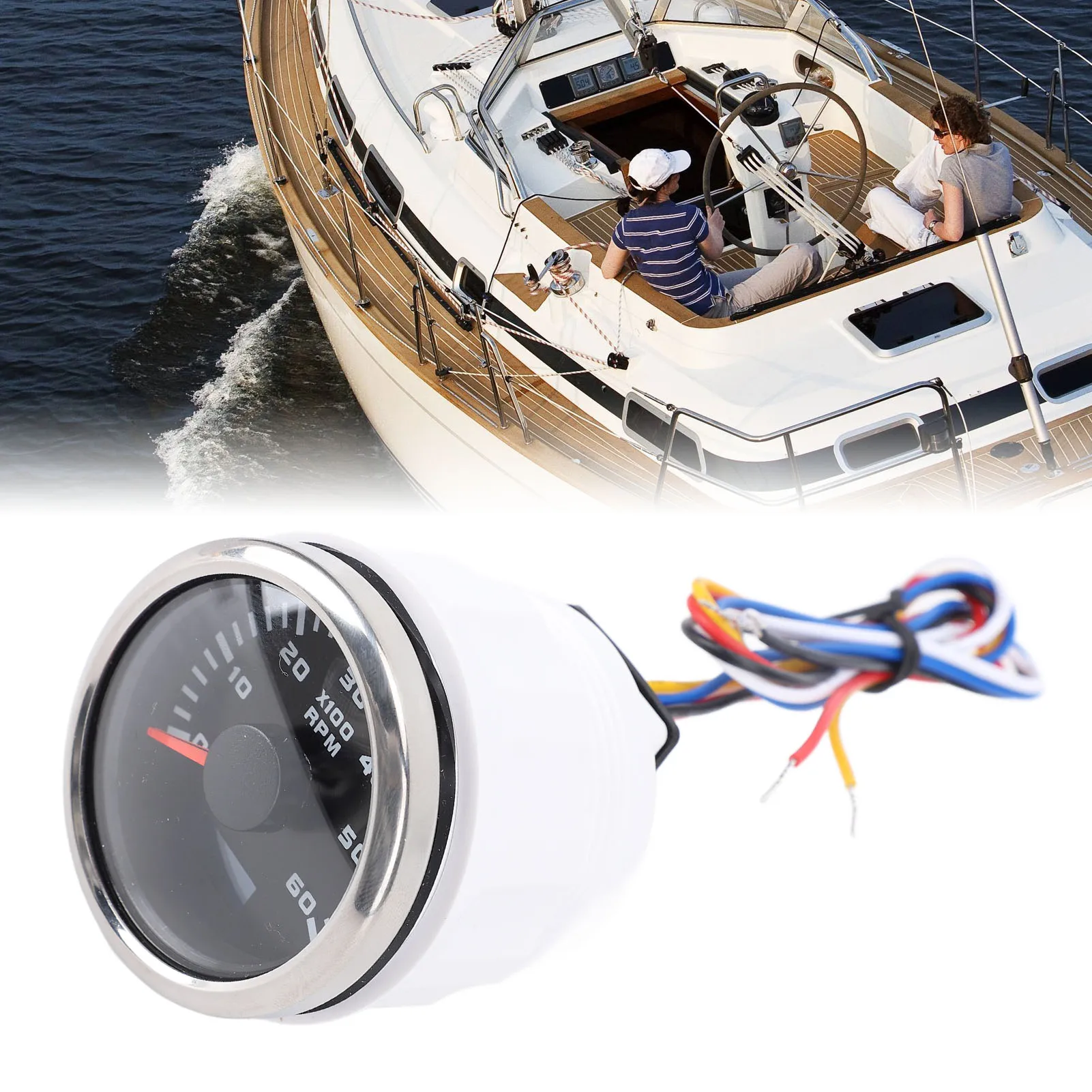 

52mm Engine Tachometer 6000RPM Car RPM Gauge Pointer Stable Connection Accurate Readings Portable for Truck Tractor