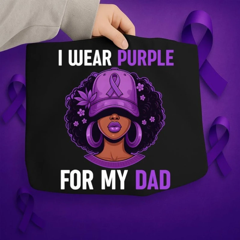 I Wear Purple for My Dad Alzheimer’s Awareness Afro Woman PNG Ribbon Sublimation Support Family Design Month matching hoodies