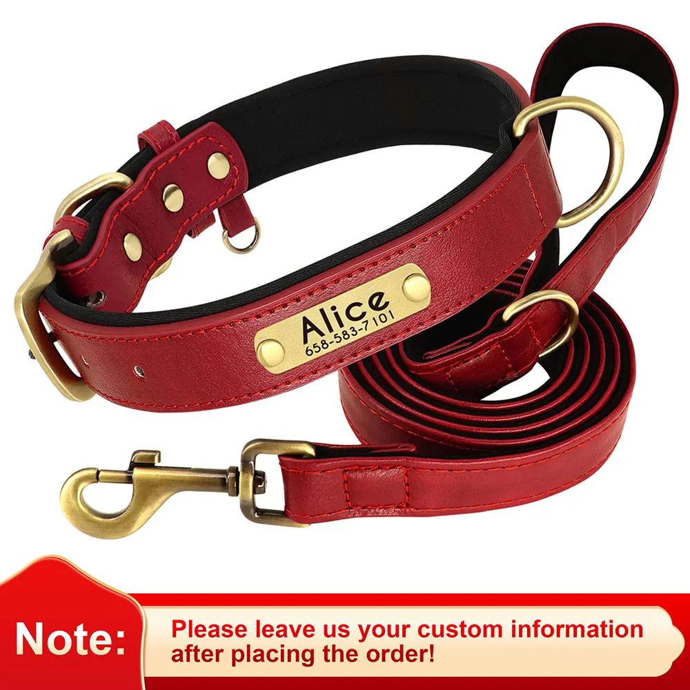 Set aus Hundehalsband und Leine aus PU-Leder, weiches, langlebiges Hundehalsbänder aus schlichtem Leder, 1,5 m Blei, verstellbar, für kleine, mittelgroße Hunde, Mops – Detail 6