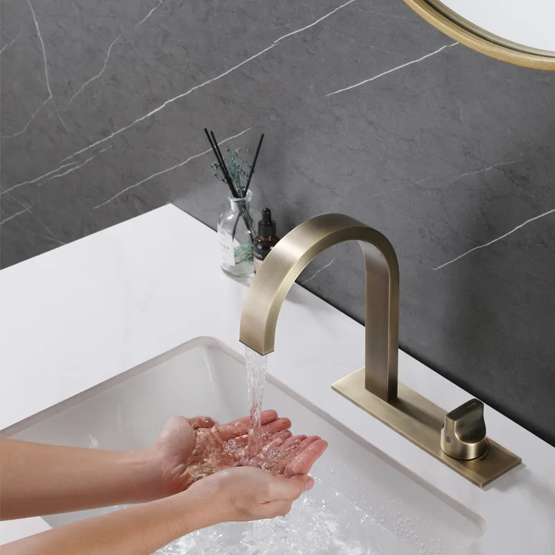 Solid 59 # Brass Cold and Hot Double Hole Basin Faucet European Style Antique Waterfall Faucet Face Wash Basin Tap