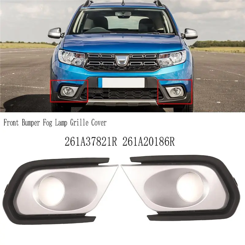 Fog Light Lamp Grille Cover Front Bumper Frame Trim For Renault Logan Sandero Stepway 2017-2020 261A37821R 261A20186R