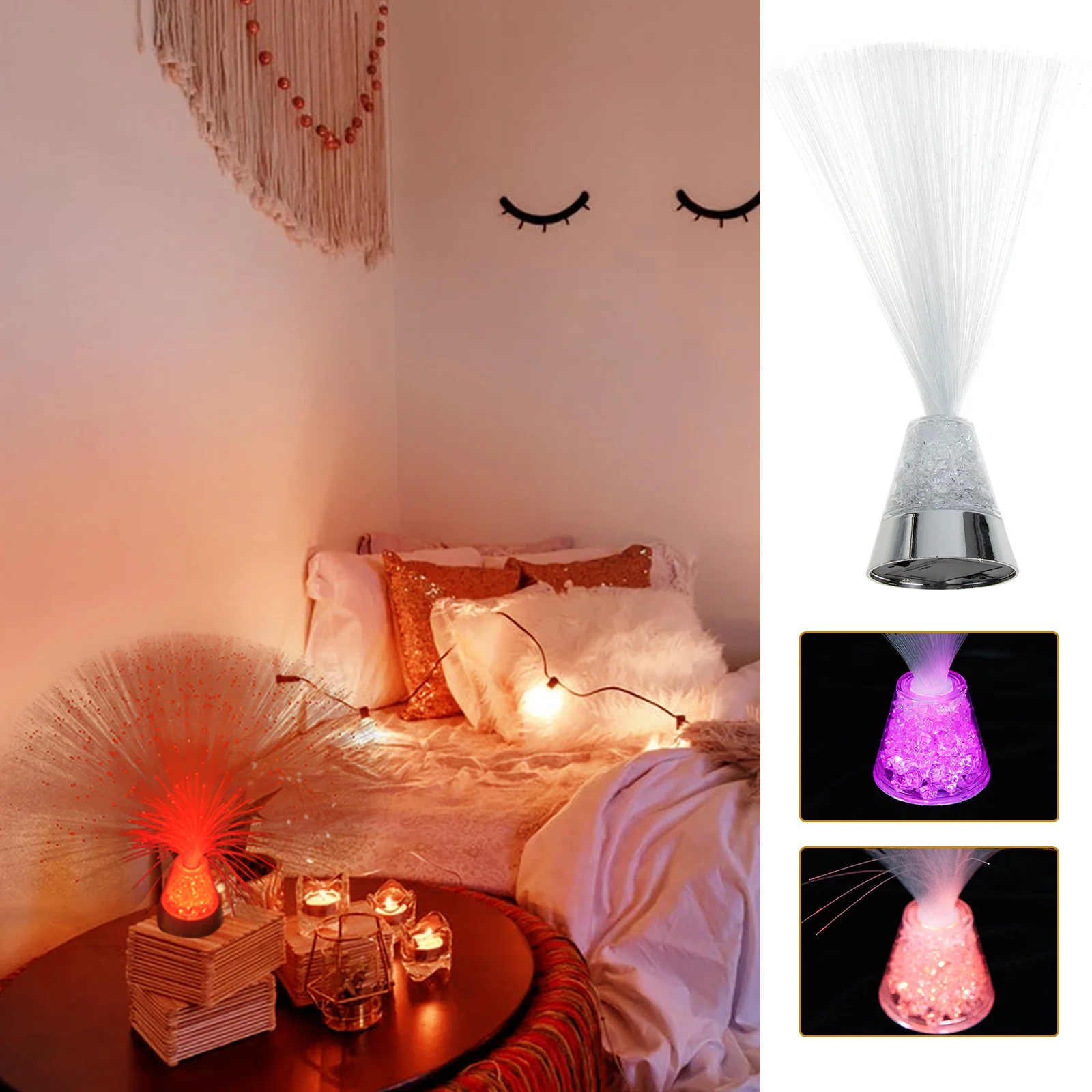 

1 set 1 Set Of Remote Control Led Optical Fiber Lamp Night Light For Bedroom Desktop Decor Optical Lamp Home Decoration