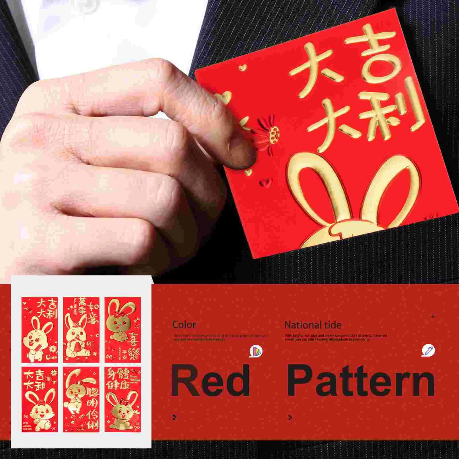 30 Stuks Chinese Dierenriem Konijn Jaar Rode Pakjes Creatieve Cartoon Rode Enveloppen Geld Tas Geld Zakje