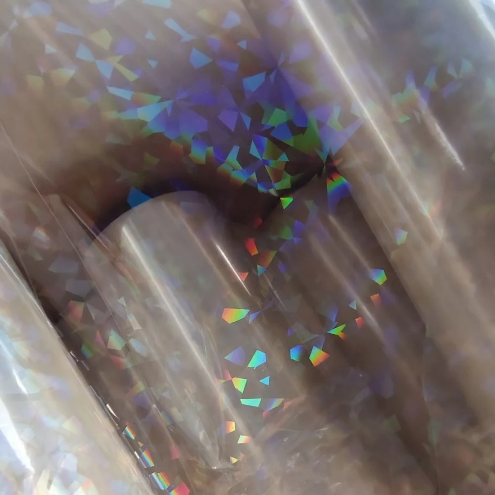 

Transparent Foil Broken Cracked Glass Pattern 64CM 120M Hot Stamping Foil Hologram Holographic Film for Fishing Lure Beans Spoon