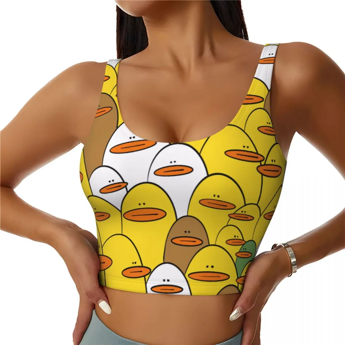 Custom Yellow Classic Rubber Duck Gothic Workout Crop Tank Tops Women Running Sports Bras