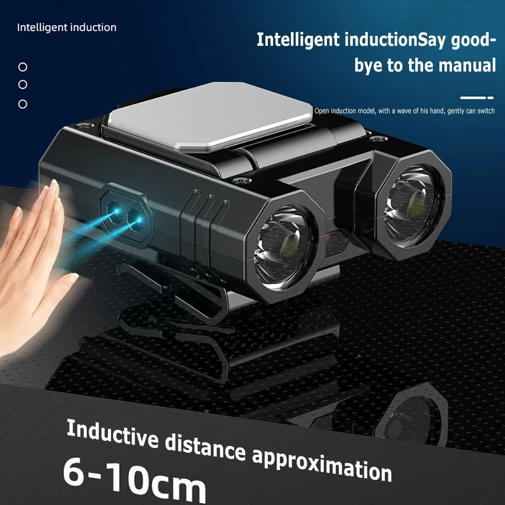 LED Sensor Headlight Cap Clip Light USB Rechargeable Headlamp Fishing Head Flashlight Hat Lamp Running Outdoor Emergency Light