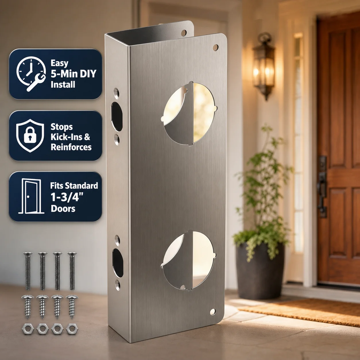 Door Reinforcer Kit - Door Reinforcement Plate Stainless Steel Heavy