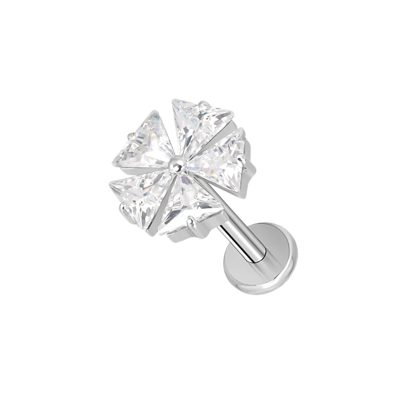 Titanium Ear Studs Earrings with CZ Paved Top