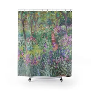 

Садовая занавеска для душа в стиле Моне — декор для ванны с цветочным принтом импрессионизма для любителей искусства