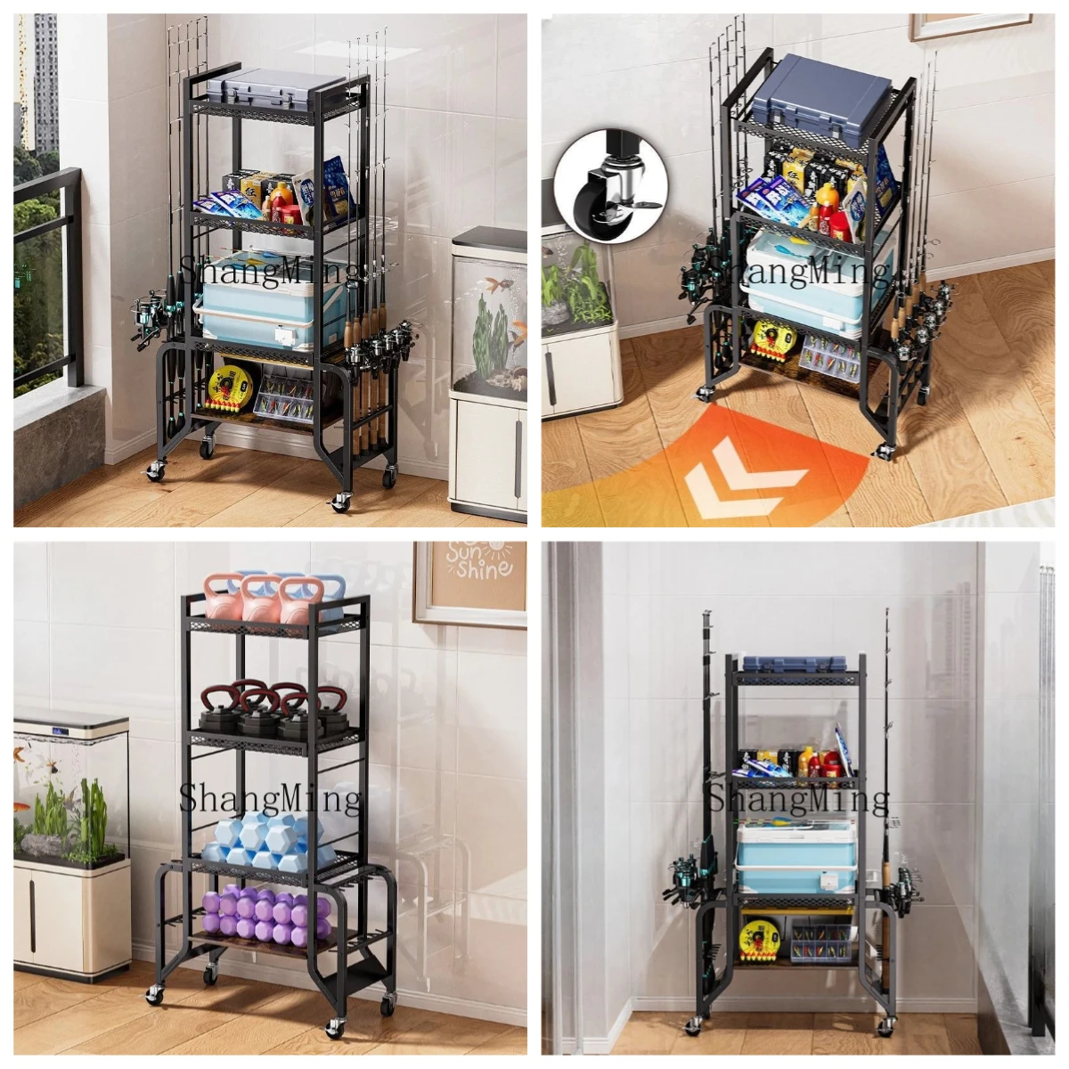 

ZYYMultifunctional Fishing Rod Display Cabinet Placement Rack Fishing Tackle Storage Handle Rod Bracket