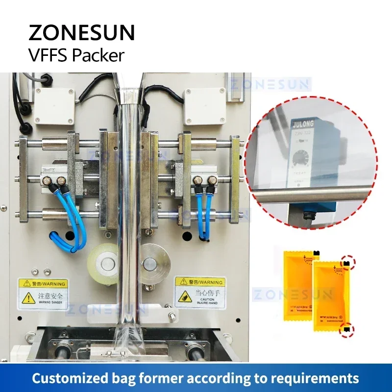 ZONESUN ZS-SLFK80 Automatic Gummy Packaging Machine Candy Packing Vertical Form Fill Seal Granule Equipment