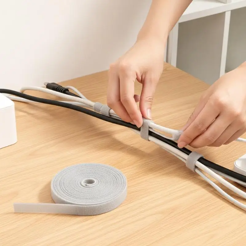 1/3/5 Meters Nylon Cable Tie 1 Roll Free Cut Wire Binding Tape Portable Cable Organizer for Outdoor Camping Cable Fixing