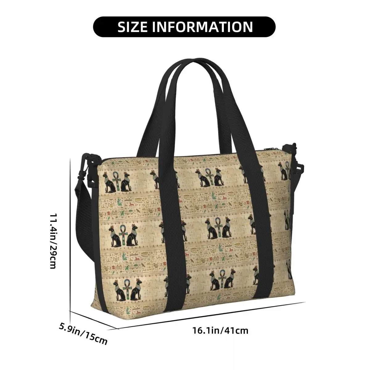 Custom  And Ankh Cross Groceries Tote Shopping Bags Women Big Capacity Horus Eye Egypt Hieroglyphic Gym Beach Travel Bags