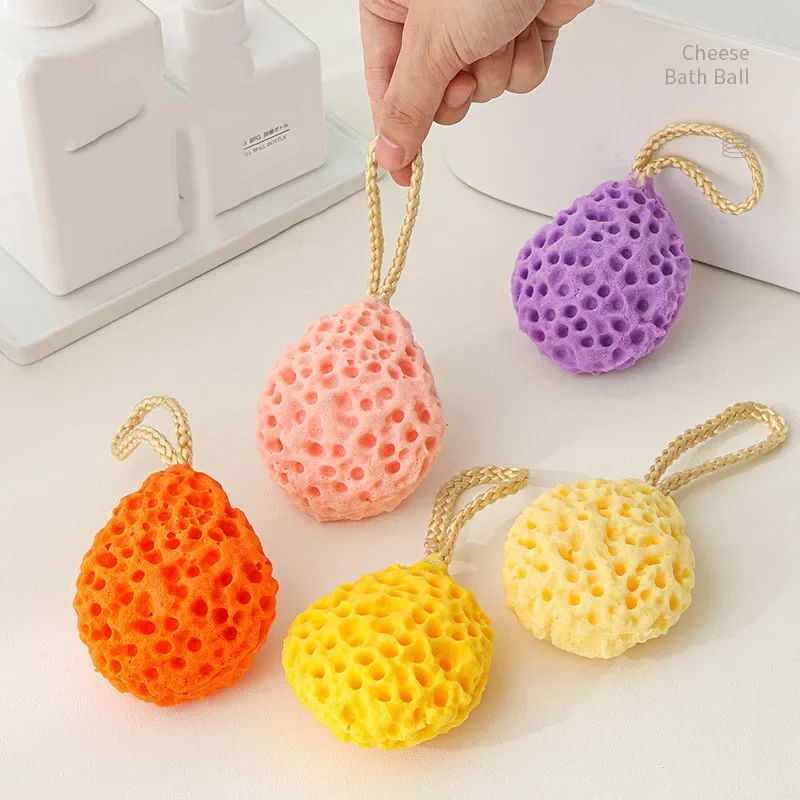 2pc Soft Mesh Bath Sponge Balls Nylon Cleaning Brush Shower Puff Body Cleaner Exfoliating Scrubbers Bath Ball Bathroom Supplies