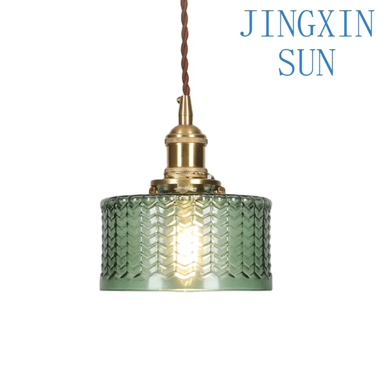 Hand Blown clear Green Glass Lamp Shade Pendant Lighting