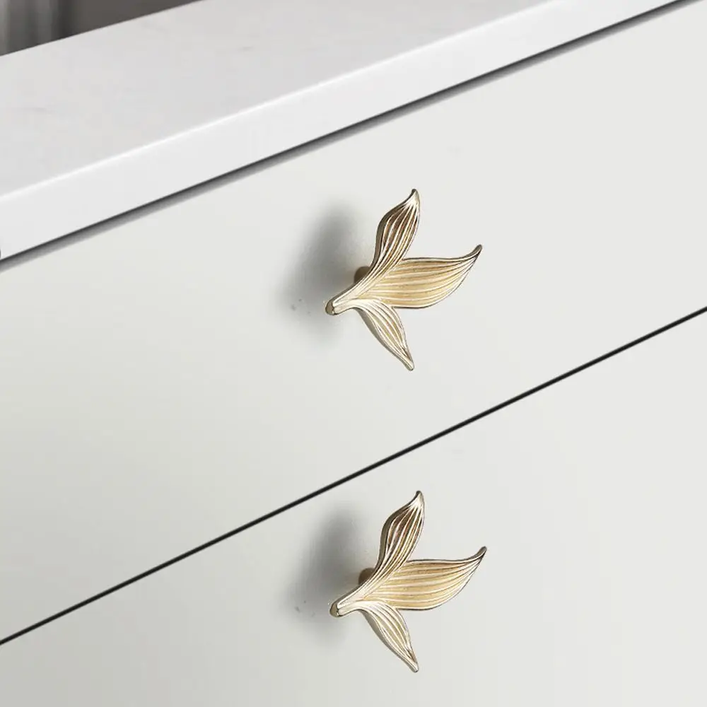 Langlebiger Schubladenknopf aus Zinklegierung, goldfarben, bronzefarben, Schubladengriff, kreatives Blütenblatt-Design, blumenförmiger Griff für Schubladen