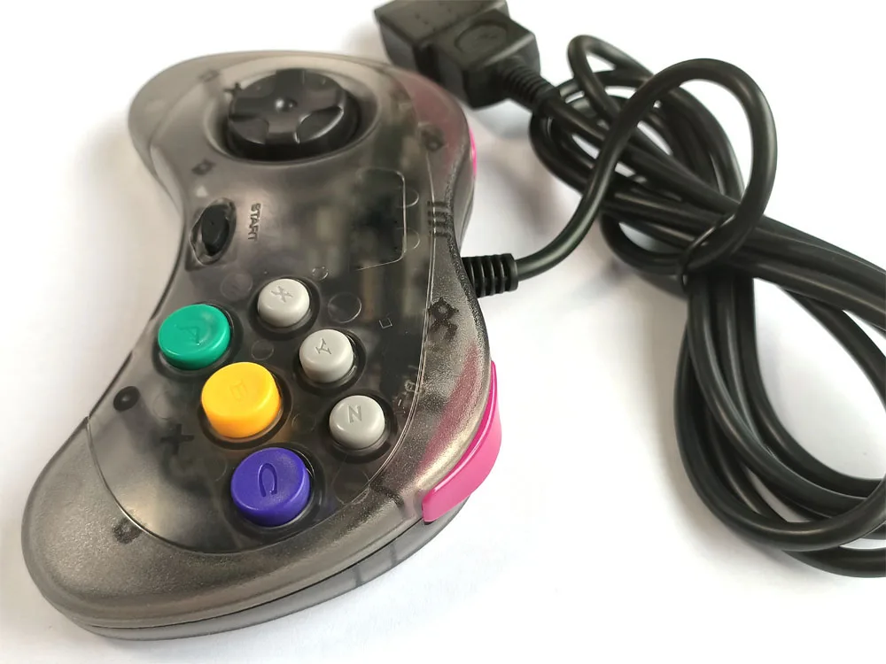 Controlador de juego Negro transparente con cable para consola SEGA Saturn SS