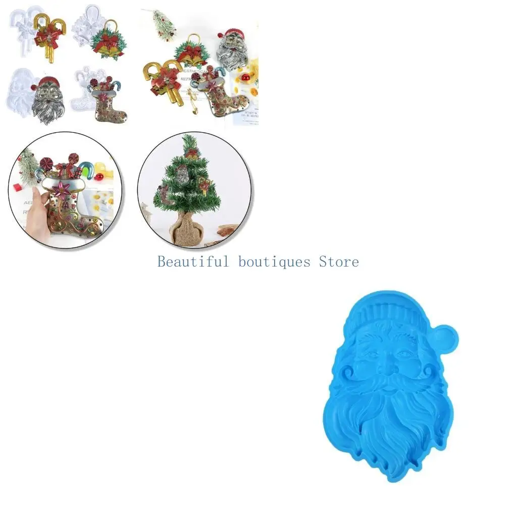 

U4LF Санта-Клаус Белл Смола Форма Рождество стерео силиконовые формы эпоксидная форма для литья для настенного крепления Декор
