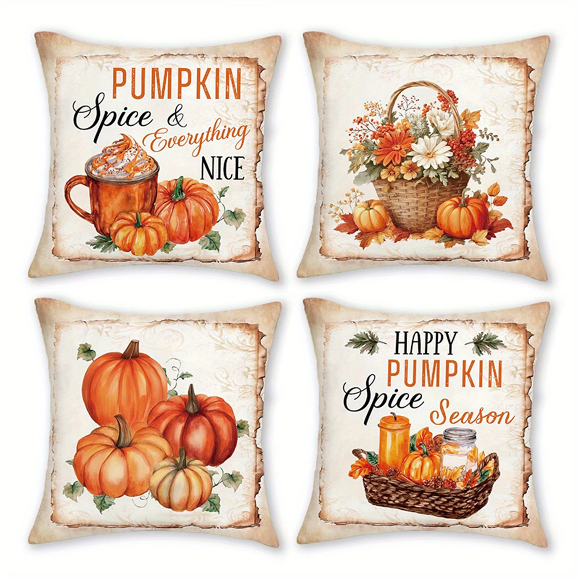 Vintage Home Textiles - Vintage herfst pompoenkruiden kussenhoezen - Gezellig