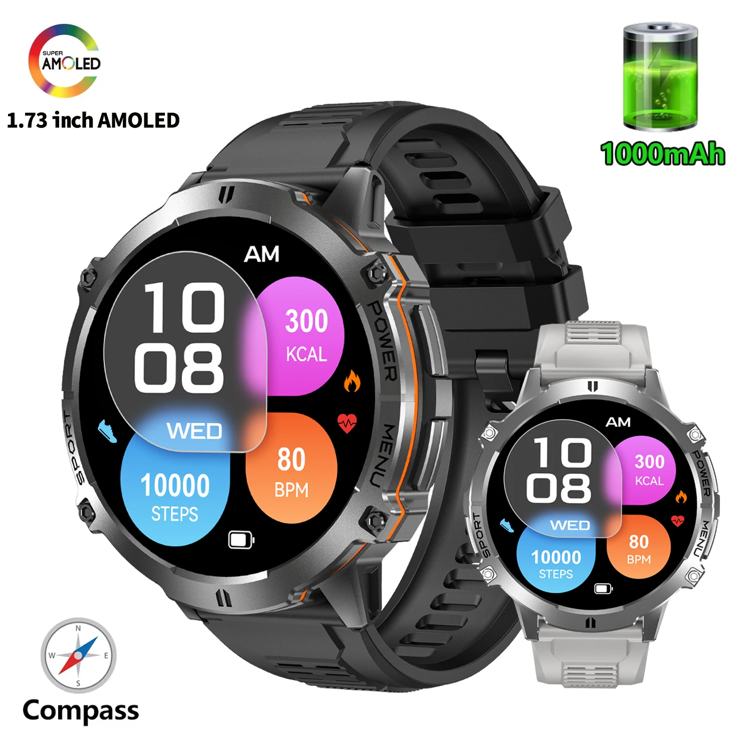 

X3 1000mAh Large Battery Durable Adult Smart Watch GPS Compass Altimeter 1ATM Waterproof BT Call Outdoor Sports Smartwatch Men