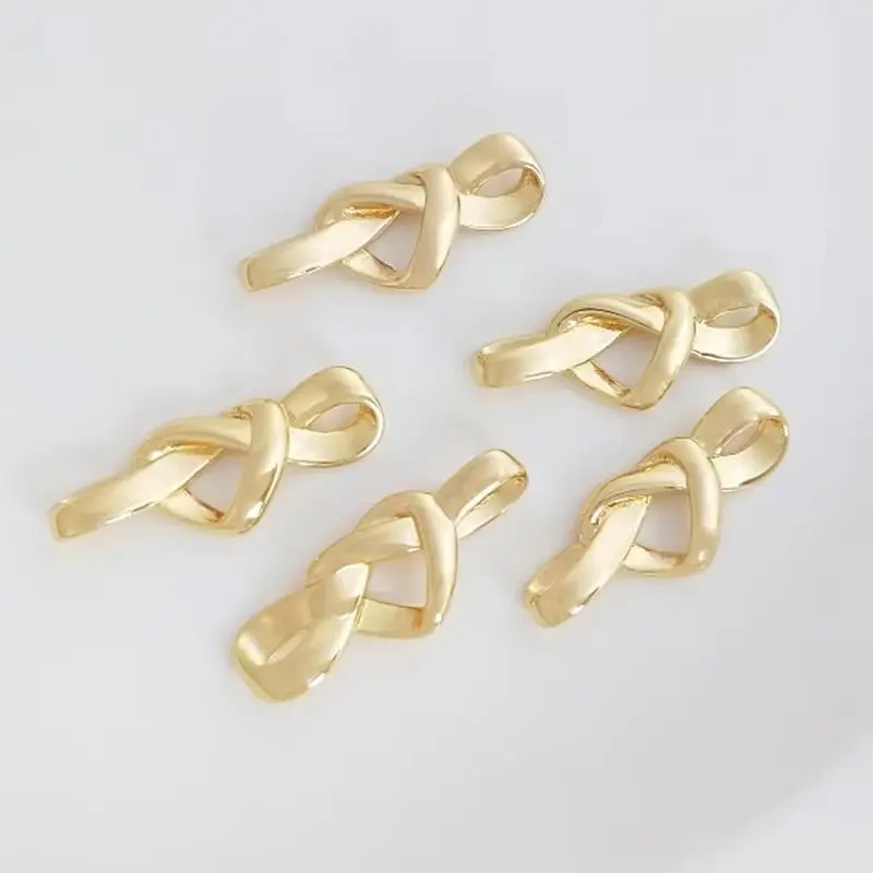 25.6x10mm 1pcs 14K Gold Plated heart knot attachment bow accessory handmade diy necklace bracelet accessories