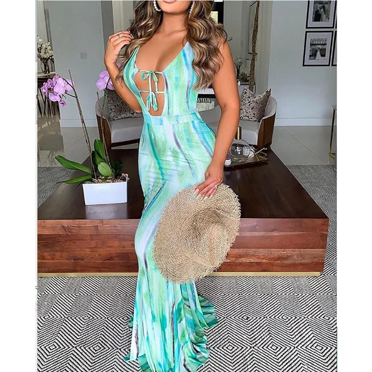 

Ladies Dresses For Women 2024 Cover Up Outerwear Clothing Swimwear Costumes Summer Pareo Praia Lace Print Backless Sexy Wrap