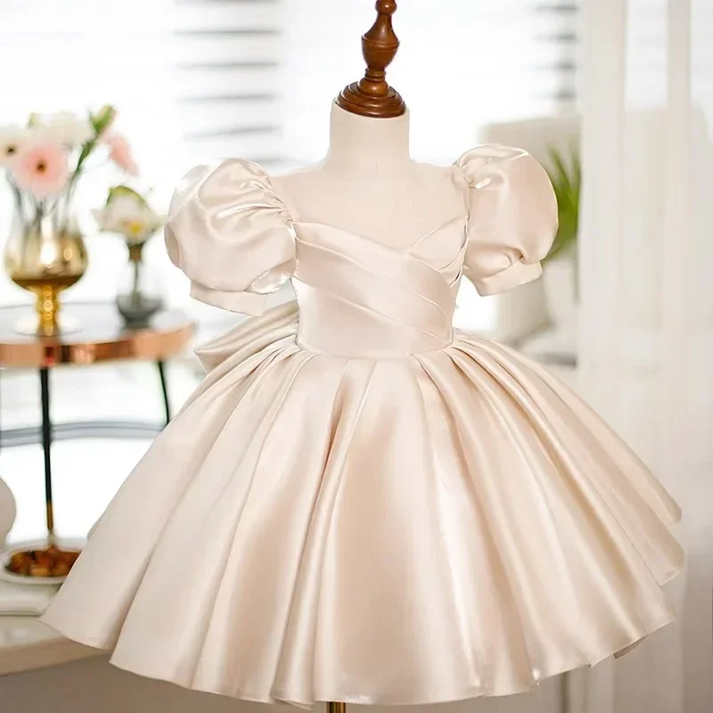 Customized Simple Luxury Cross Pleated Princesses Vestidos Temperament Gorgeous Slim Waist A-line Ball Gown Soft Satin Dresses