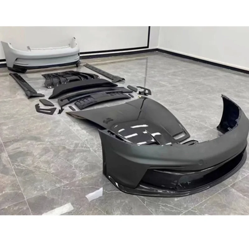 

Комплект кузова из углеродного волокна для Porsche 911 992, модифицированный GT3, передний задний бампер, крыло, капот, боковая юбка, автомобильные аксессуары