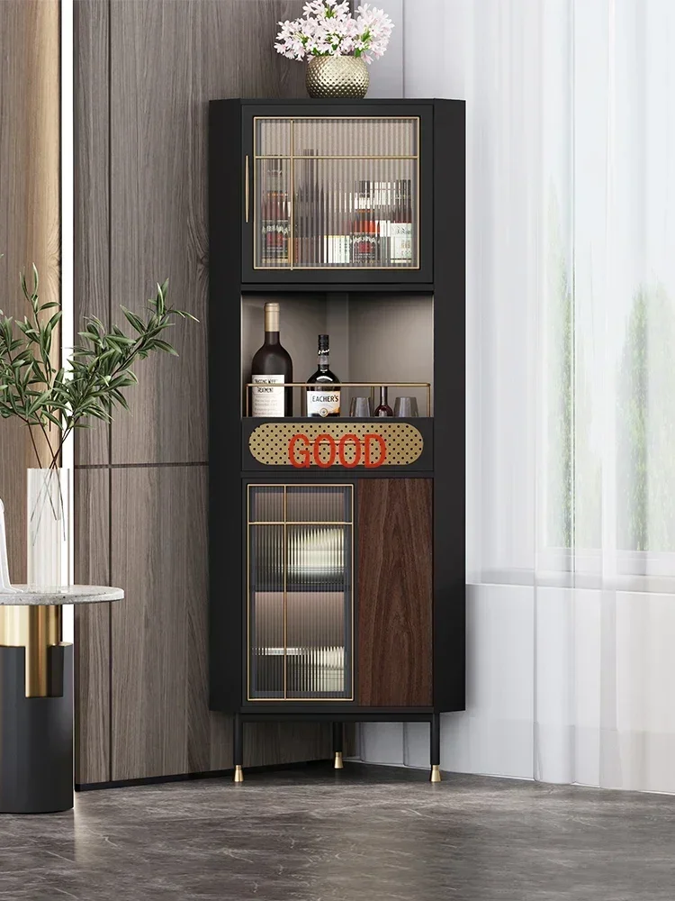 Corner wine living room triangle corner solid wood and glass storage cabinets