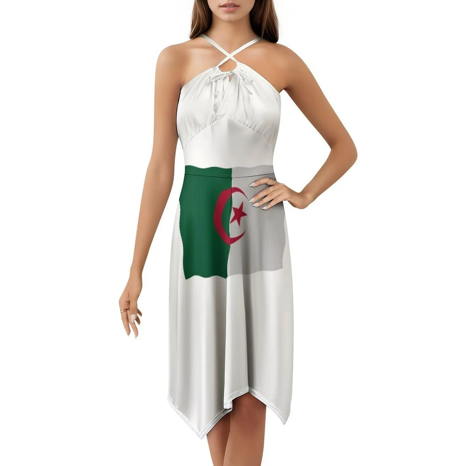 الجزائر العلم الأزهار سموك فستان للنساء الربيع الصيف فستان كاجوال للحزب الوطنية الأمة البلد مكان الأرض الإناث #5