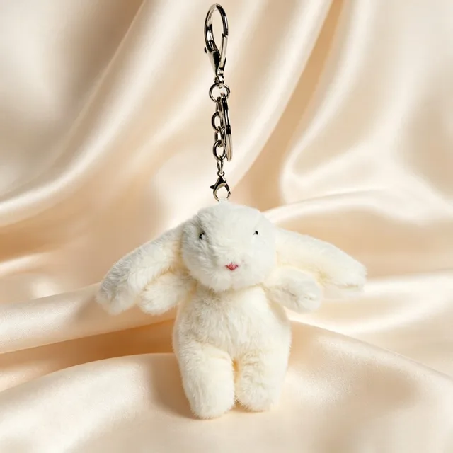 Chaveiro de Pelúcia de Coelho de Desenho Animado Fofo, Pingente de Pompom, Brinquedo Decorativo para Bolsa Feminina, Chaveiro de Carro, Pingente para Celular, Presente de Joia