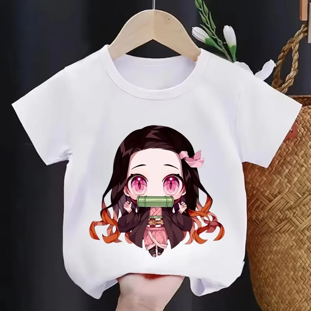 

Детская футболка Demon Slayer для девочек Kimetsu No Yaiba Nezuko футболка Tanjirou Kamado графическая детская футболка японского аниме манга топ
