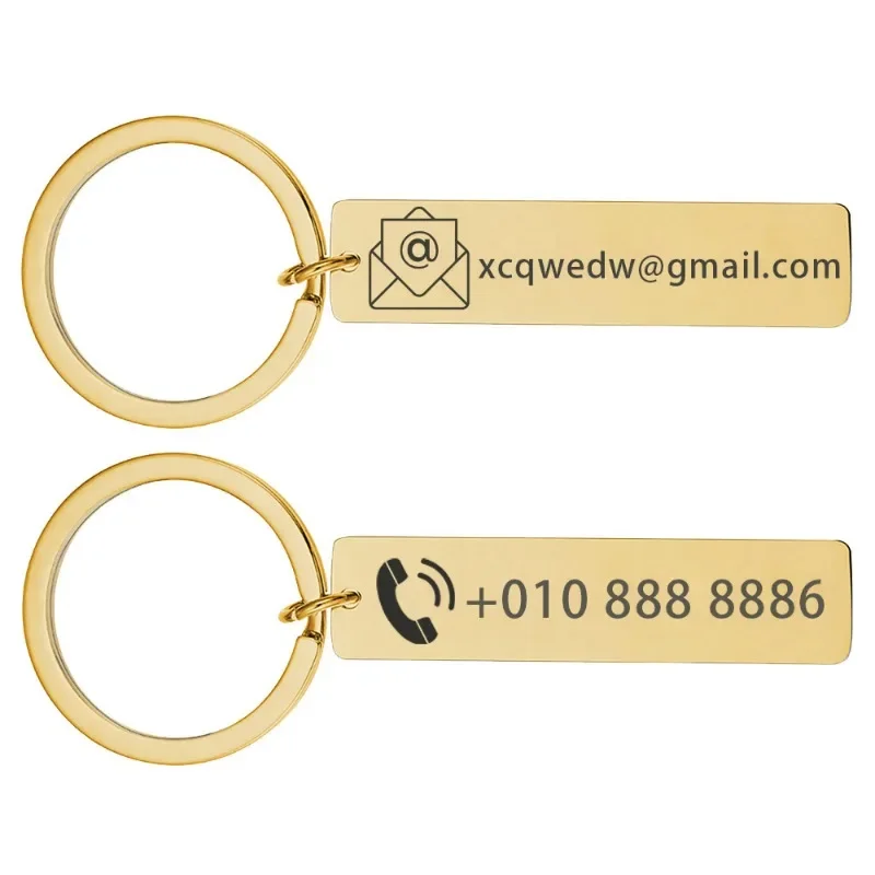 Engraved Customized Key Chains for Car  Plate Number Personalized Gift Key Chain Ring Men Women Minimalist Stainless Steel